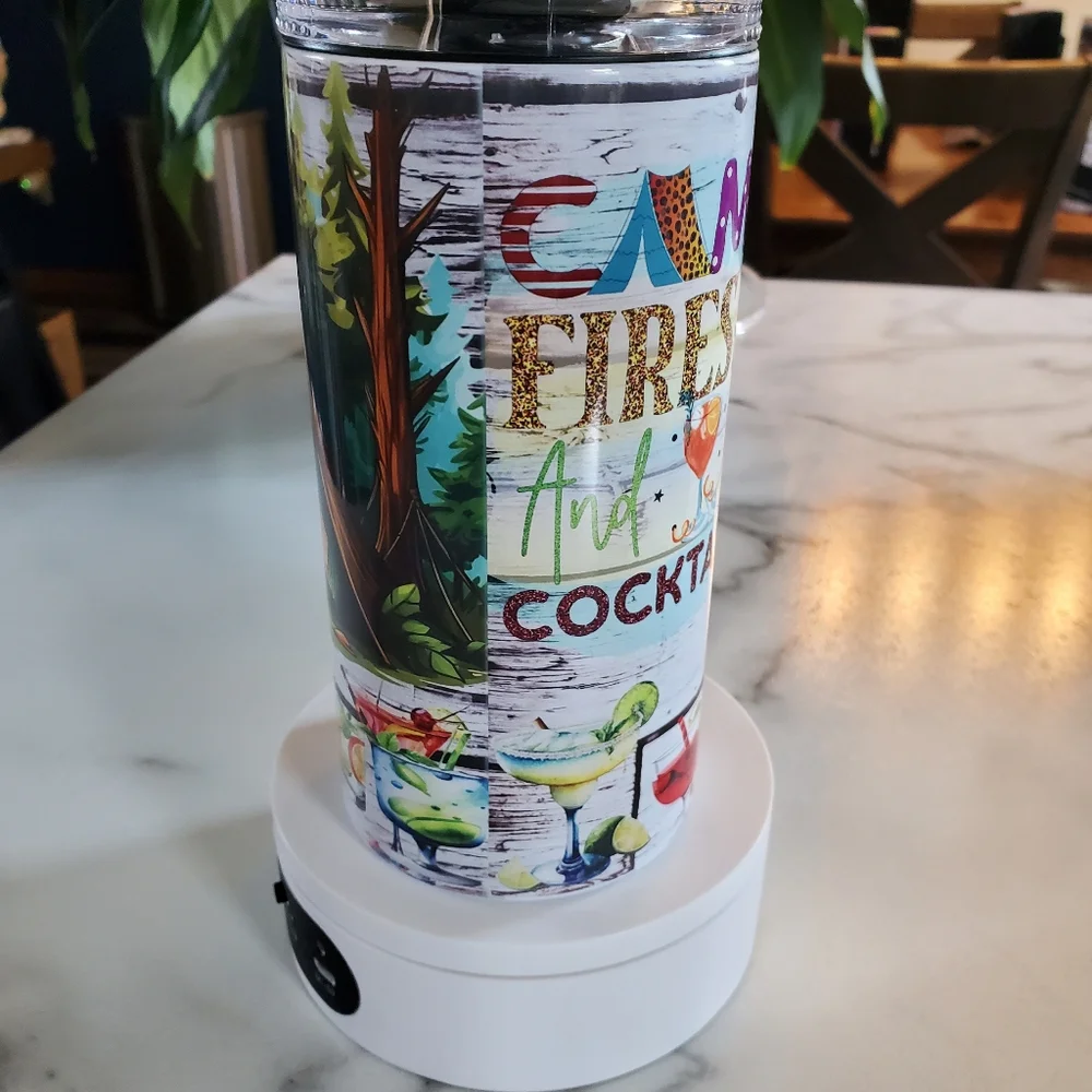 CAMP FIRES  And COCKTAILS 4 in 1 Can Cooler 14oz Tumbler 🎉sale